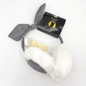 Collection 18 Plaid White Faux Fur Ear Muffs
